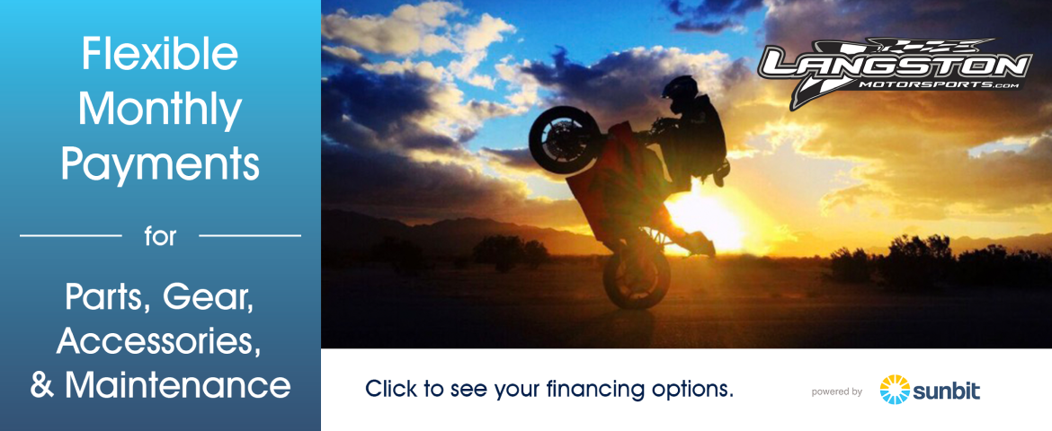 Flexible Monthly Payments for Parts, Gear, Accessories, and Maintenance, Sunbit Financing Banner